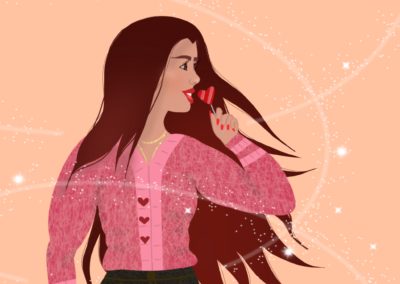 femme avec une sucette en coeur